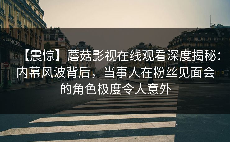 【震惊】蘑菇影视在线观看深度揭秘：内幕风波背后，当事人在粉丝见面会的角色极度令人意外