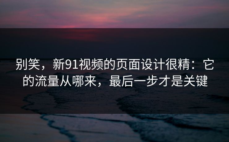 别笑，新91视频的页面设计很精：它的流量从哪来，最后一步才是关键